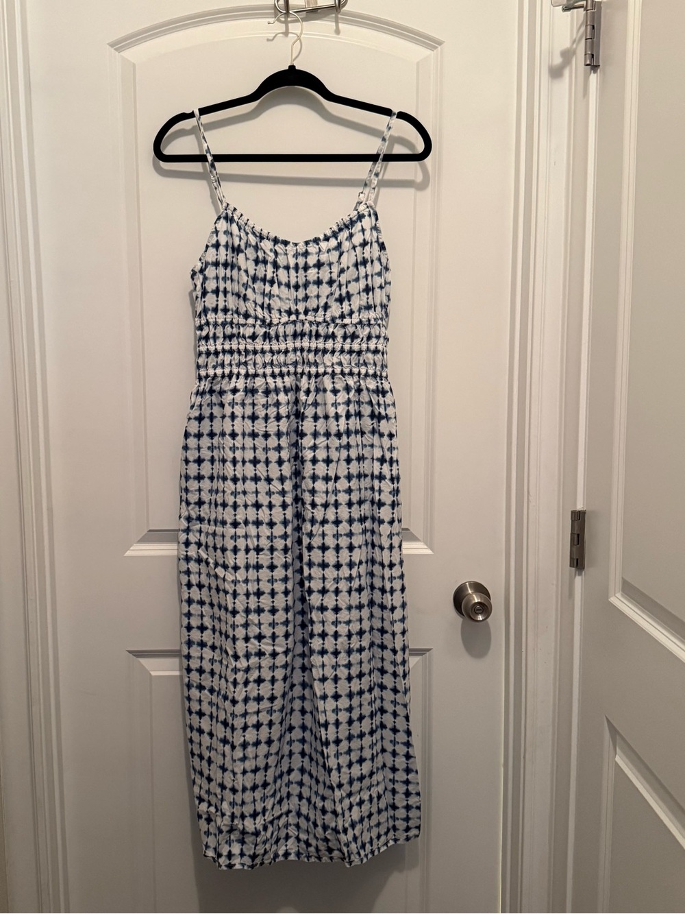 a.n.a Blue & White Smocked Midi Dress
